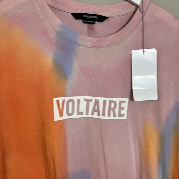 Zadig and Voltaire Tie Dye Logo Tee Orange Pink Mens crewneck short sleeve M NEW - Picture 3 of 12